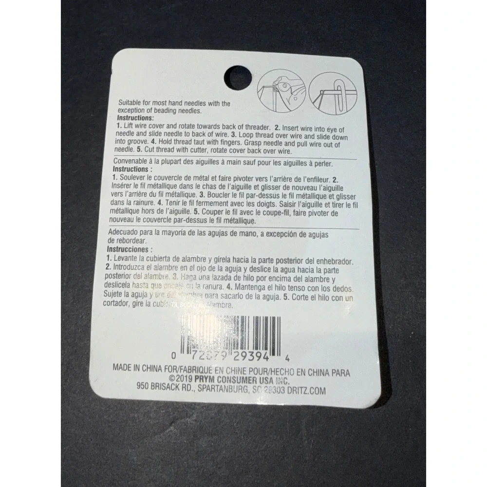 Dritz Hummingbird Needle Threader 270 Green with Cutter and Cover New